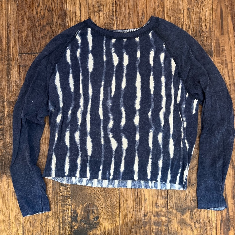 Autumn Cashmere Navy and White Tie-Dye Sweater